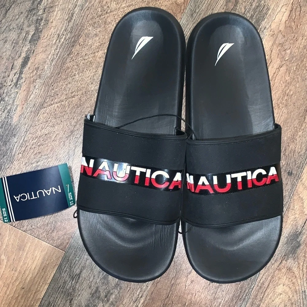 Nautica Men’s Pool Slides. Style is Wakefield. Black. Size‎ 12